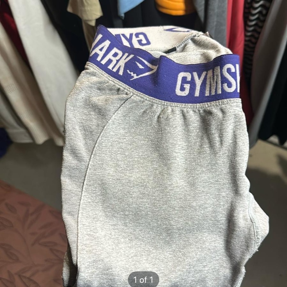 Gymshark Gray Leggings with Purple Waistband